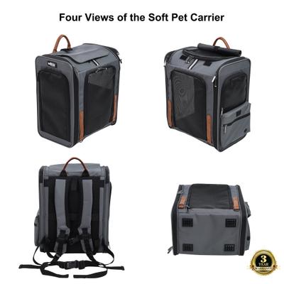 Show full view: EliteField Deluxe Airline-Approved Backpack Dog & Cat Carrier, Gray, Medium slide 3 of 7