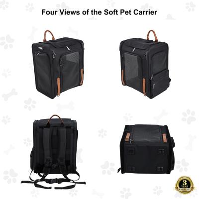 Show full view: EliteField Deluxe Airline-Approved Backpack Dog & Cat Carrier, Black, Medium slide 3 of 7
