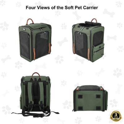 Show full view: EliteField Deluxe Airline-Approved Backpack Dog & Cat Carrier, Army Green, Large slide 4 of 8