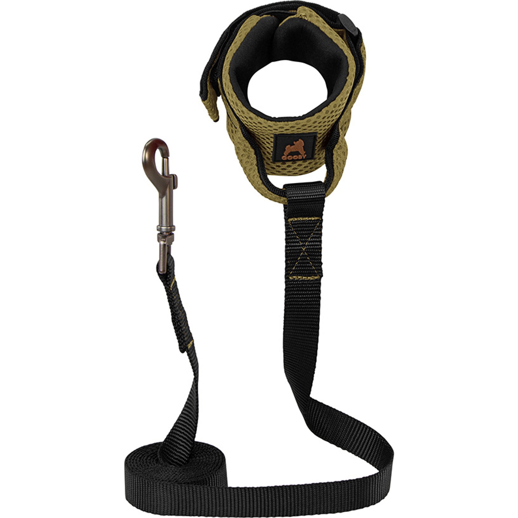 Gooby Mesh Hands-Free Wrist Band Dog Leash, Brown, Regular: 6-ft long, 3/4-in wide