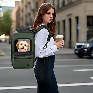 EliteField Deluxe Airline-Approved Backpack Dog & Cat Carrier, Army Green, Medium
