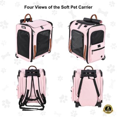 Show full view: EliteField Deluxe Airline-Approved Rolling Backpack Dog & Cat Carrier, Pink, Medium slide 3 of 6