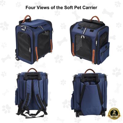 Show full view: EliteField Deluxe Airline-Approved Rolling Backpack Dog & Cat Carrier, Navy Blue, Large slide 3 of 6