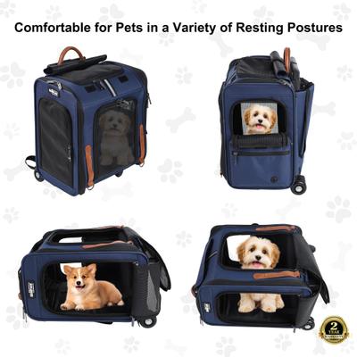 Show full view: EliteField Deluxe Airline-Approved Rolling Backpack Dog & Cat Carrier, Navy Blue, Large slide 2 of 6