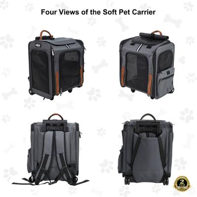 Show full view: EliteField Deluxe Airline-Approved Rolling Backpack Dog & Cat Carrier, Gray, Large slide 3 of 6