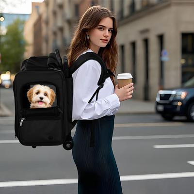 Show full view: EliteField Deluxe Airline-Approved Rolling Backpack Dog & Cat Carrier, Black, Large slide 5 of 6