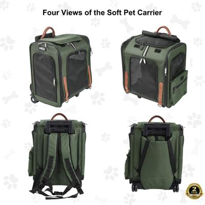 Show full view: EliteField Deluxe Airline-Approved Rolling Backpack Dog & Cat Carrier, Army Green, Large slide 3 of 6