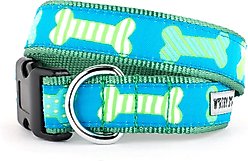 The Worthy Dog Preppy Bones Dog Collar, Blue, Small: 8 to 14-in neck, 5/8-in wide