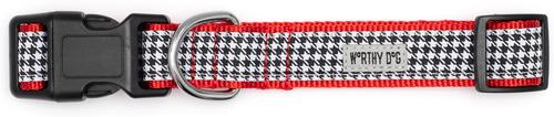 Show full view: The Worthy Dog Houndstooth Dog Collar, Black, X-Large: 17 to 23-in neck, 1-in wide slide 2 of 3