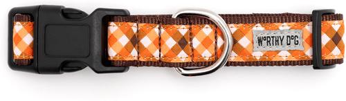 Show full view: The Worthy Dog Fall Check Dog Collar, Brown, Large: 14 to 20-in neck, 1-in wide slide 4 of 4