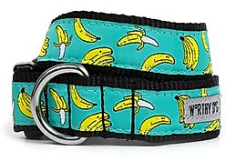 The Worthy Dog Go Bananas Dog Collar, Blue, Medium: 11 to 17-in neck, 1-in wide