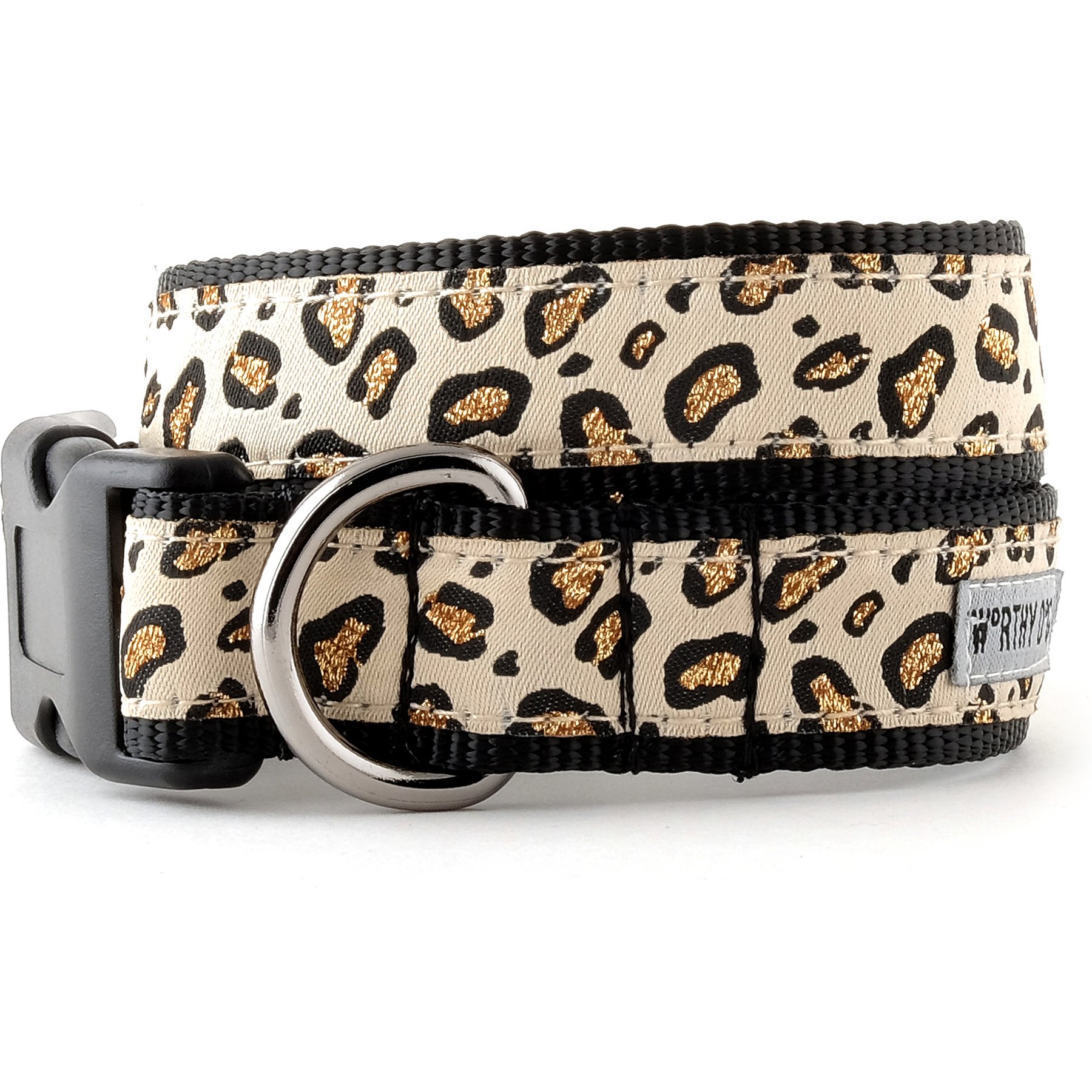 The Worthy Dog Cheetah Dog Collar, Beige, Large: 14 to 20-in neck, 1-in wide