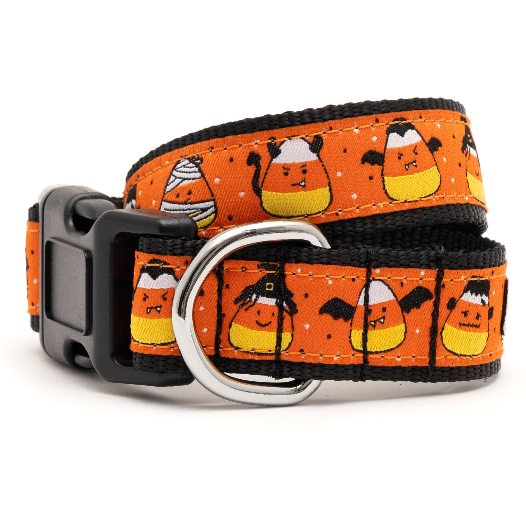 The Worthy Dog Candy Corn Ghouls Dog Collar, Orange, Medium: 11 to 17-in neck, 1-in wide