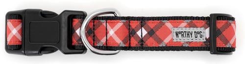 Show full view: The Worthy Dog Bias Plaid Dog Collar, Red, X-Large: 17 to 23-in neck, 1-in wide slide 3 of 4