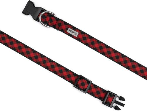 Show full view: The Worthy Dog Bias Buffalo Plaid Dog Collar, Red, Large: 14 to 20-in neck, 1-in wide slide 4 of 5