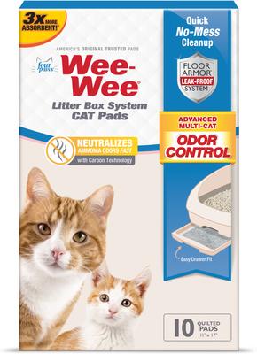 Show full view: Wee-Wee Four Paws Litter Box Cat Pee Pads, 11 x 17-in, 10 count slide 8 of 9