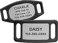GoTags Engraved Silent Silicone Personalized Dog & Cat ID Tag, Gray, Large