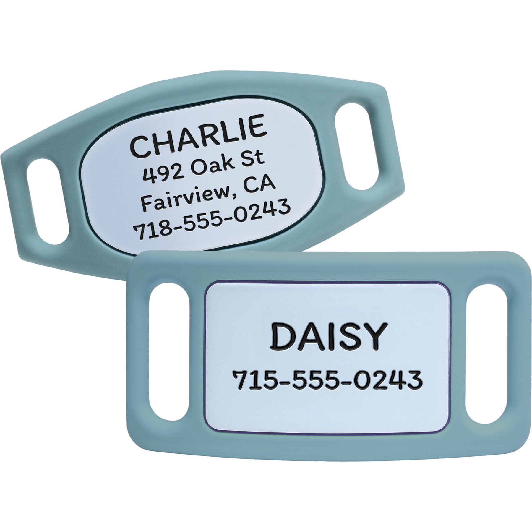 GoTags Engraved Silent Silicone Personalized Dog & Cat ID Tag, Teal, X-Small