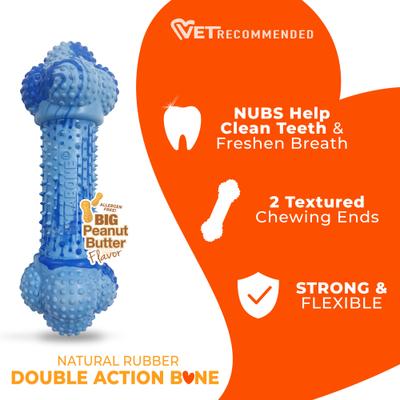 Show full view: Nylabone Strong Double Action Bone Peanut Butter Tough Dog Chew Toy, Large slide 2 of 10