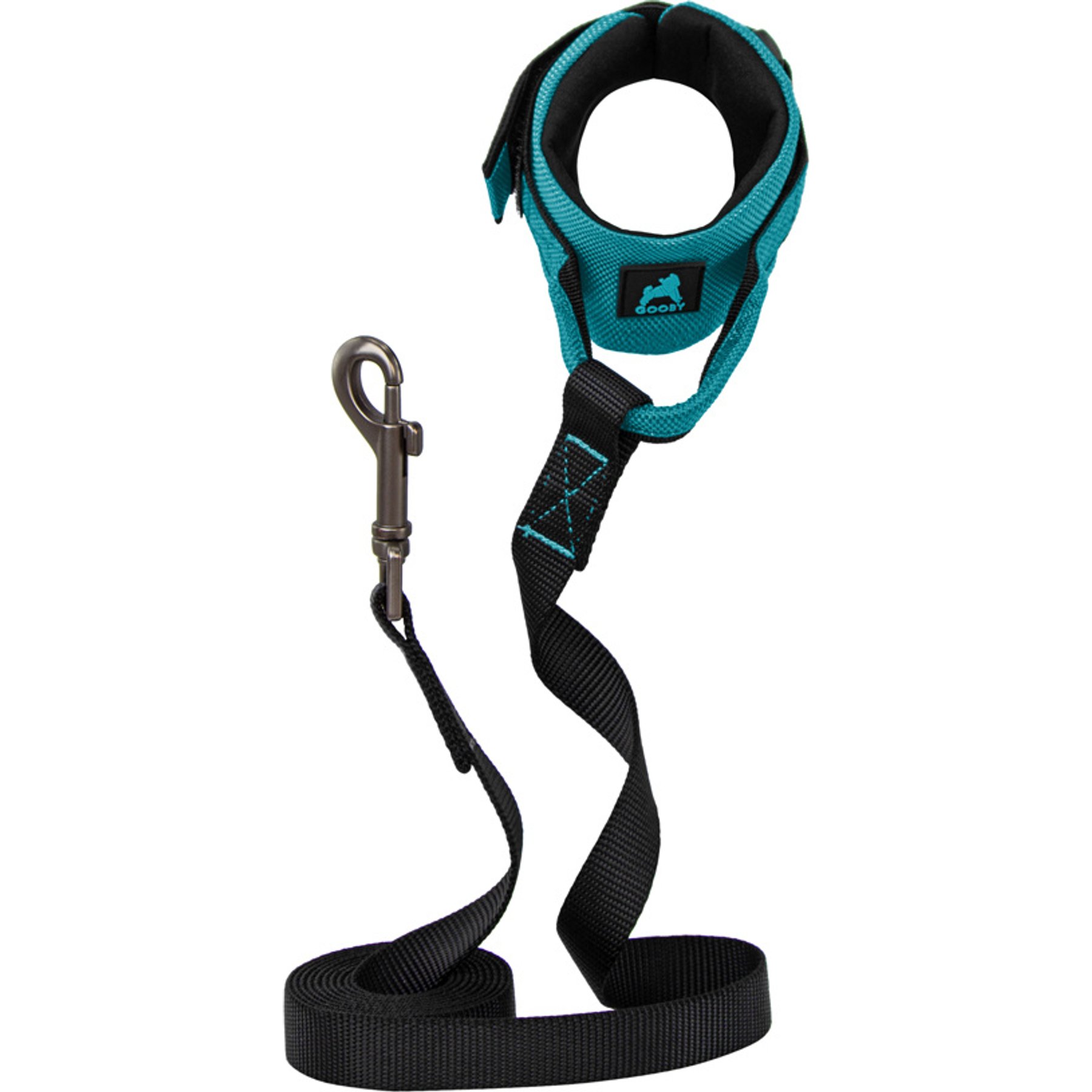 Gooby Easy Fit Wrist Band Neoprene Running Dog Leash, 6-ft long, 3/4-in wide, Turquoise