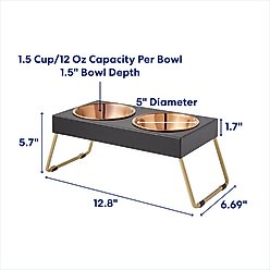 Frisco Copper Stainless Steel Elevated Foldable Double Dog & Cat Bowls, Small: 1.5 cup slide 2 of 8
