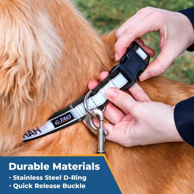 Show full view: GoTags Nylon Personalized Reflective Nylon Dog Collar, Beige, Large: 17 to 27.5-in neck, 1-in wide slide 6 of 7