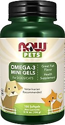 NOW Pets Omega-3 Mini Gels Dog & Cat Supplement, 150 count