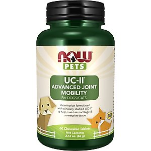 NOW Pets UC-II Advanced Joint Mobility Dog & Cat Supplement, 60 Count