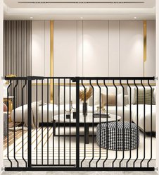 WAOWAO Extra Tall Pressure Mounted Metal Dog Gate 40.55-in x 57-75-in, Black