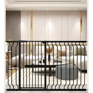 WAOWAO Extra Tall Pressure Mounted Adjustable Metal Pet Dog Gate, 40.55-in x 57-75-in, Black