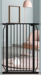 WAOWAO Extra Tall Pressure Mounted Metal Dog Gate 40.55-in x 29-33-in, Black