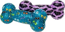 Frisco Halloween TPR Bone Squeaky Dog Toy, Bats & Monster Eyes, Medium/Large, 2 count