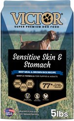 VICTOR Sensitive Skin & Stomach Beef Meal & Brown Rice Recipe Dry Dog Food, 5-lb bag