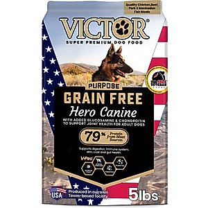 VICTOR Grain-Free Hero Canine Hip & Joint Support High Protein Adult Active Dry Dog Food, 5-lb bag