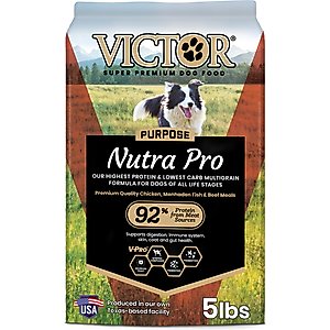 VICTOR Nutra Pro Active High Pro Activetein Low Carb Gluten-Free Dry Dog Food, 5-lb bag