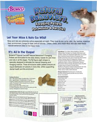 Show full view: Brown's Tropical Carnival Natural Behaviors Mouse & Rat Foraging Pellets, 2-lb bag slide 2 of 6