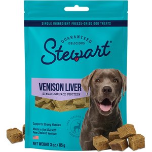 Stewart Venison Liver Single Ingredient Freeze-Dried Dog Treats, 3-oz pouch