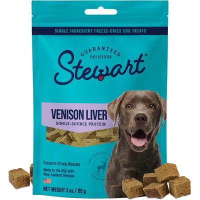 Stewart Stewart Venison Liver Single Ingredient Freeze-Dried Raw Dog Treats, 3-oz bag