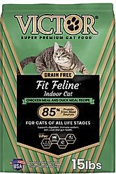 VICTOR Grain-Free Fit Feline Indoor Chicken & Duck Meal Healthy Weight Dry Cat Food, 15-lb bag