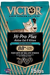 VICTOR Hi-Pro Plus Active Cat & Kitten Ocean Fish Recipe High Protein Dry Cat Food, 15-lb bag