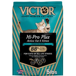 VICTOR Hi-Pro Plus Active Cat & Kitten Ocean Fish Recipe High Protein Dry Cat Food, 5-lb bag