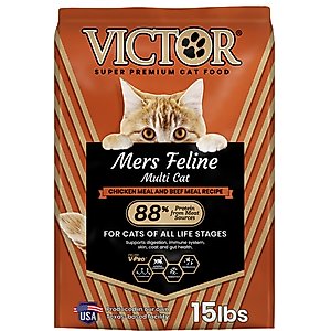VICTOR Mers Feline Chicken & Beef Meal Recipe Dry Cat Food, 15-lb bag