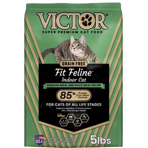 VICTOR Grain-Free Fit Feline Indoor Chicken & Duck Meal Healthy Weight Dry Cat Food, 5-lb bag
