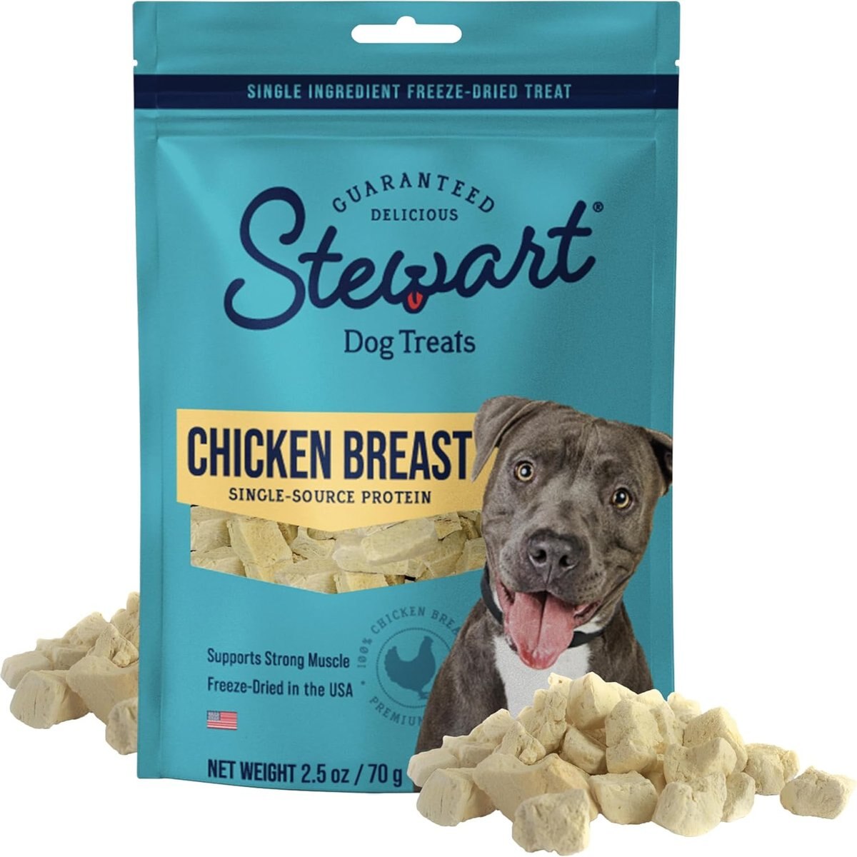 Stewart Chicken Breast Single Ingredient Freeze-Dried Raw Dog Treats, 2.5-oz bag