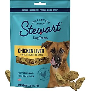 Stewart Chicken Liver Single Ingredient Freeze-Dried Dog Treats, 2.5-oz bag