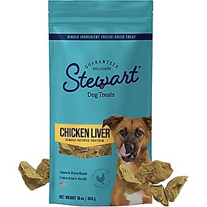 Stewart Chicken Liver Single Ingredient Freeze-Dried Dog Treats, 16-oz pouch