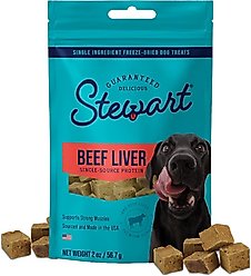 Stewart Beef Liver Single Ingredient Freeze-Dried Dog Treats, 2-oz pouch