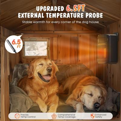 Show full view: PetNF Dog House Heater with Thermostat App & External Temperature Probe, Black, 3.4-in x 5.45-in x 8.45-in slide 4 of 7
