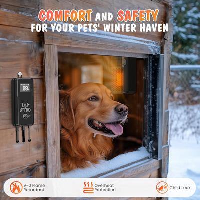 Show full view: PetNF Dog House Heater with Thermostat App & External Temperature Probe, Black, 3.4-in x 5.45-in x 8.45-in slide 3 of 7
