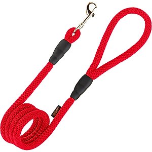 Gooby Soft Mesh Polyester Dog Leash, 4-ft long, 1.5-in wide, Red